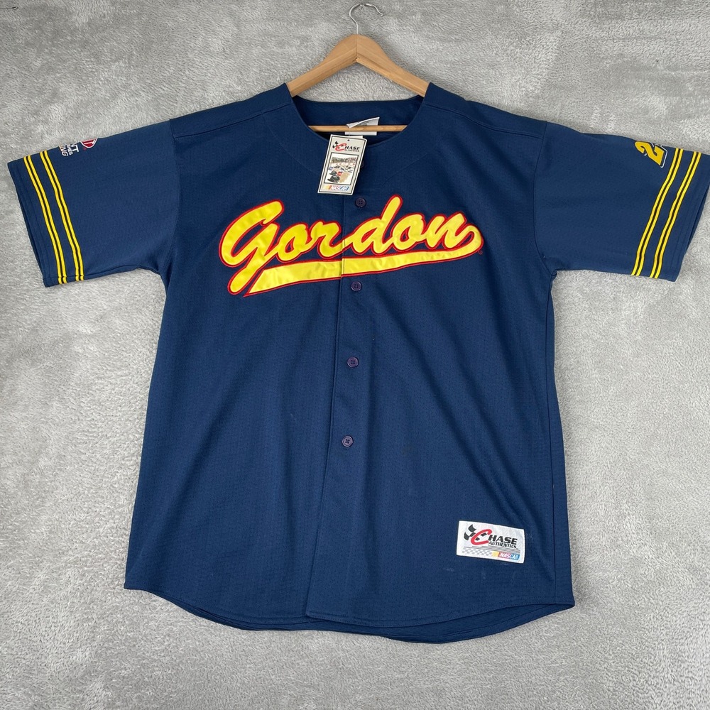 Chase Authentics Jeff Gordon NASCAR Jersey Mens Large Navy DuPont Embroidered